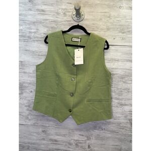 ELLEVEN Suit Vest Womens XL Green Tailored Lined Four-Button Business Office